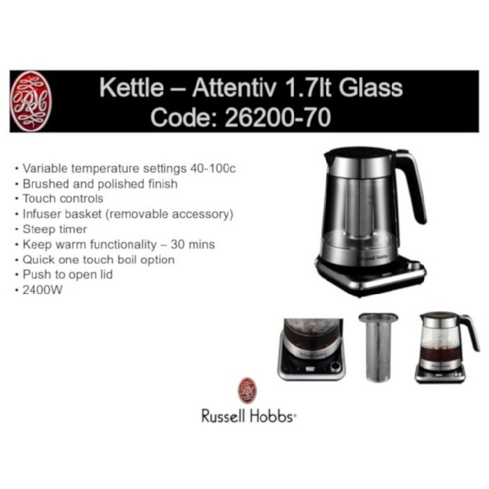 Russel Hobbs Kettle 17Lt Attentiv Glass Infuser Kettles Small ...